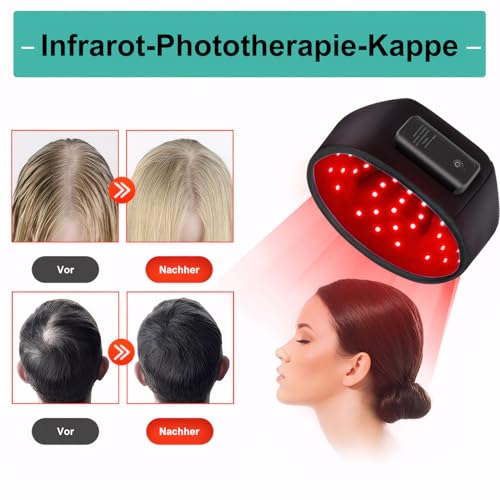 Rotes Licht Therapie Cap für Haarwachstum, Infrarot-Licht Haarwachstum Gerät, 120 LEDs, 660nm 850nm Wellenlängen für Männer und Frauen, Einheitsgröße, drahtlos