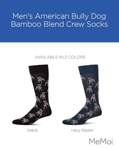 MeMoi American Bully Dog Men's Socks, Rayon Blend Mens Crew Socks, Environmentally Friendly Fabric - Sizes 10-132