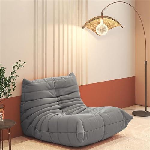 Puf gigante de espuma de alta densidad para adolescentes, adultos para jugar, leer y ver televisión (color: gris, tamaño: 95 cm)