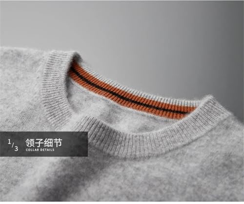 Mens Round Neck Knitted Pullover Contrasting Color Young Menswear Long Sleeve 100% Cashmere Sweater2