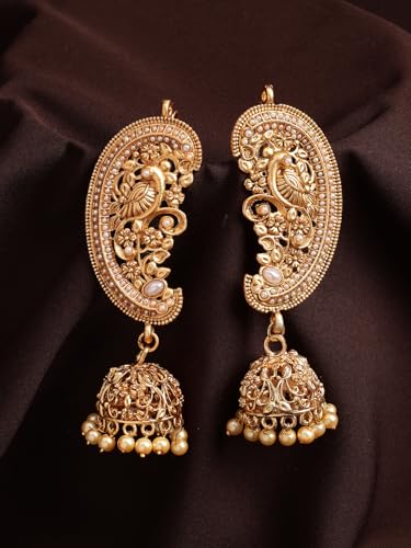 Image of Shining Diva Fashion Stylish Traditional Fancy Pearl Gold Plated Jhumki Earrings For Women and Girls (16949er)