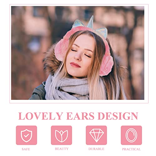 SUPVOX Unicorn Earmuffs Soft Plush Earmuffs Winter Earmuff Ear Covers for Winter Fluffy Ear Warmers Soft Earmuffs Ear Protection Cover Ear Muffs for Cold Child Toddler2
