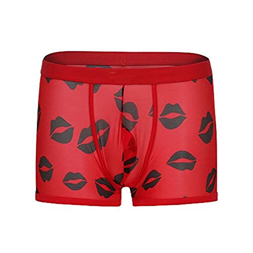 Hommes Sexy Transparent Lip Print Lingerie Boxer Confortable Panties Culotte Sexuellement Suggestive Culotte Érotique String Transparent Culotte Butt Lift Mettez Cover