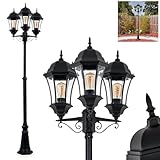  hofstein Candélabre Etoe, éclairage extérieur de chemin en métal/verre noir/clair, au design vintage/antique/rustique pour extérieur/jardin/terrasse, hauteur 250 cm, 3 x E27, sans ampoule, IP44