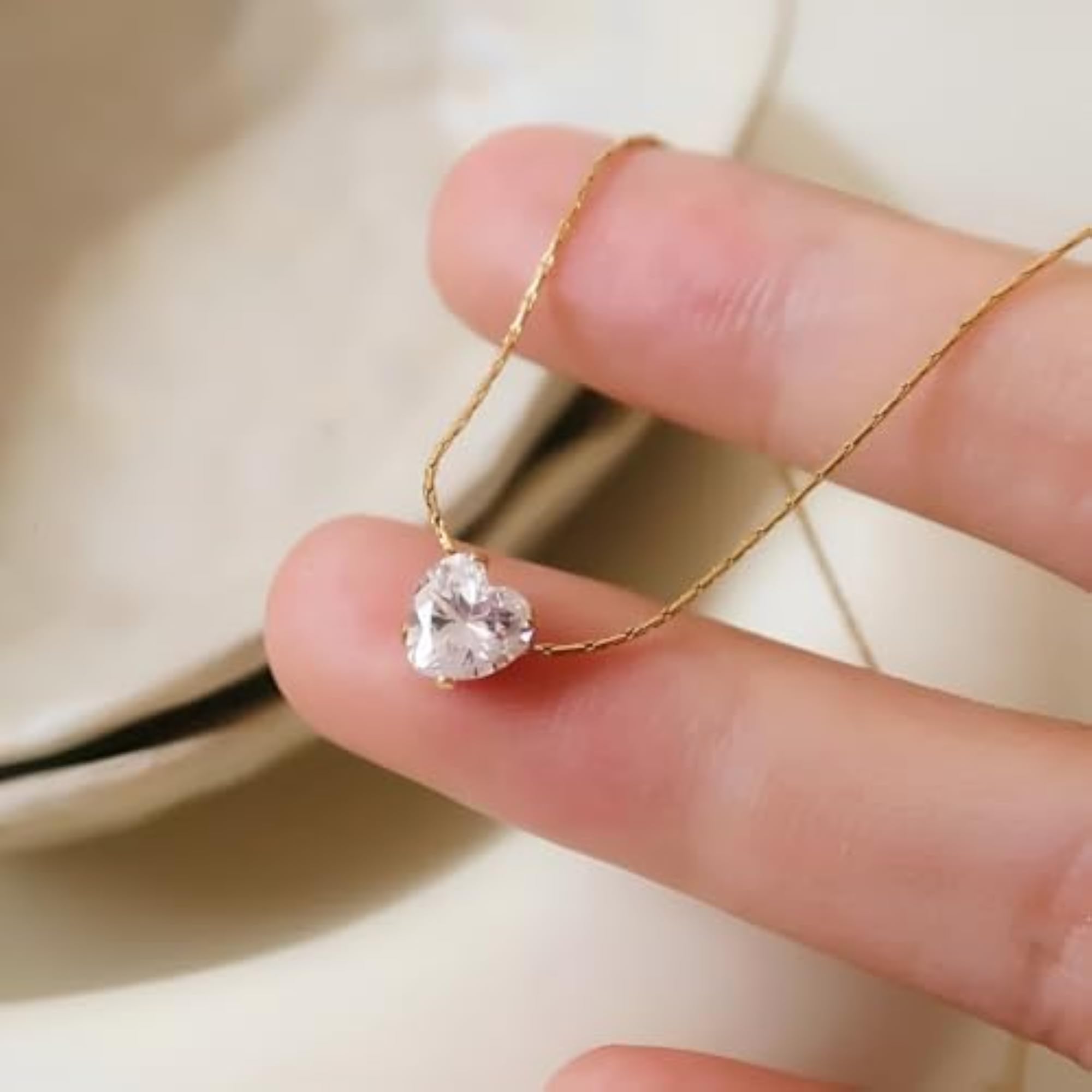 Korean Water Drop Pendant Necklace for Women, Zircon