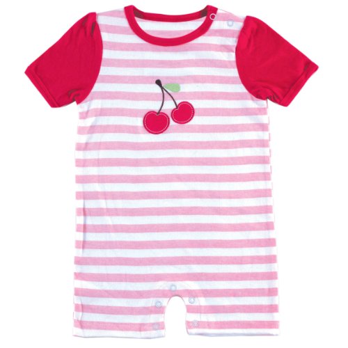 Hudson Baby Striped Cherry Romper. 0-3 Months