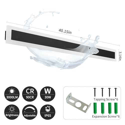 SOGOTING 2-Pack 40in Long Outdoor Modern LED Wall Light, IP65 Waterproof Warm/RGB LED Wall Mount Lighting Fixture, Color Changing Long Outdoor Wall Light Dimmable Black Exterior Wall Sconce by SOGOTING - Used condition - Image 8