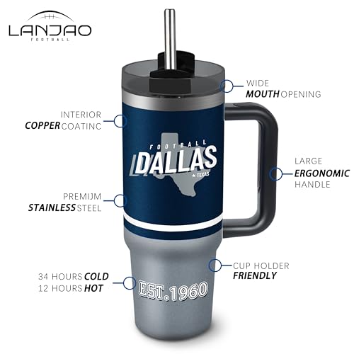Image of Tumbler 30oz Straight Skinny Portable Handle Car Cups With Anti slip Sleeve Straw Dust Cover, Sports Travel, Stainless Steel Insulated Gifts for Men Women Fans