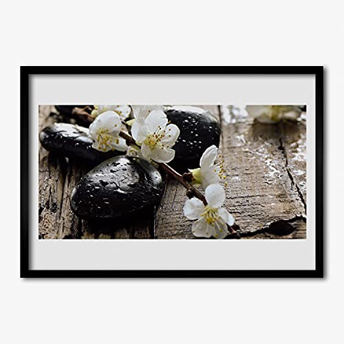 Affiche encadrée 70x50 cm Tulup avec cadre en MDF motif fleurs brindilles de fruits pour salon