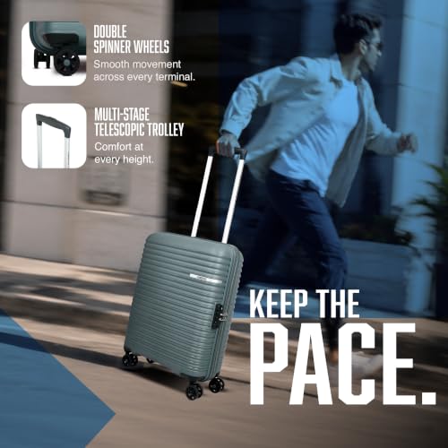 Image of American Tourister Liftoff+|Small Size Cabin Trolley Bag (55 cm) for Travel|360 8 Wheel Spinner Travel Luggage|Hard Case Polypropylene (PP) Suitcase|Mounted TSA Lock|Dark Olive