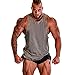 LYDHDY Hombre casual culturismo fitness tanque tops algodón gimnasio deporte chaleco muscular sin mangas sin mangas moda entrenamiento masculino camisa rápida (Color : Dak grey, Size : M)