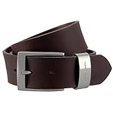 Gürtelbreite ca. 4,0 cm Pierre Cardin Vollbüffel 4mm Echt Leder-Gürtel Herren / Vollleder-Gürtel Herren, Jeansgürtel XXL mit Metallschlaufe, Größe / Size:105;Farbe / Color:braun