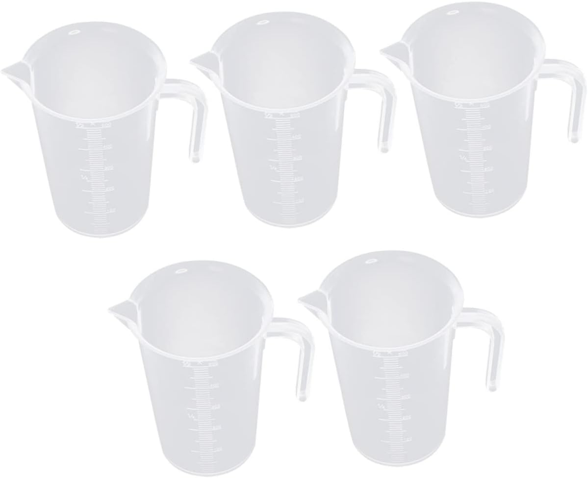 Ciieeo 5pcs Measuring Cups High- Resistant Plastic Transparent Design for Accurate Liquid Measurement Baking and Cooking Lightweight and Portable