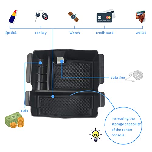 YEE PIN Wrangler jl 4xe Gladiator JL Caja de almacenaje para Jee*p Wrangler JL 2018-2023 / Gladiator JL 2020+ Organizador de consola central Bandeja Reposabrazos con alfombrilla antideslizante