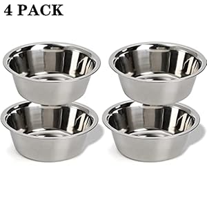 DEAYOU 4-Pack Stainless Steel Dog Bowl, Metal Food and Water Dish for Large Medium Small Dog, Elevated Stand, Kitten, Puppy