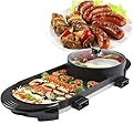 HYDDNice 2 in 1 Electric Grill with Hot Pot, 1000W Multifunctional Electric Barbecue and Hot Pot, Separate Temperature BBQ Hot Pot
