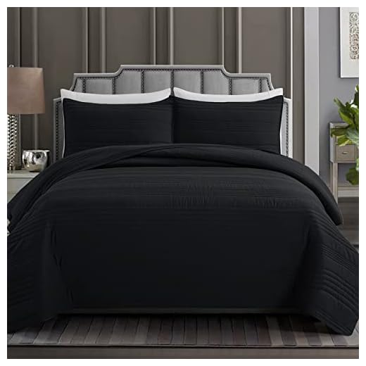 Safonory Stitched Quilted Bedspreads Full/Queen Size(90"x96", Black) - Summer Soft Lightweight Microfiber Quilt Set - 3 Pieces Coverlet Bedding Set for Queen Bed(1 Quilt, 2 Shams)