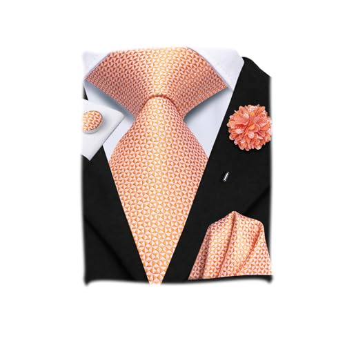 Image of Hi-Tie Mens Paisley Floral Striped Ties Set Silk Necktie and Lapel Pin for Men Pocket Square Cufflinks Set Business Wedding