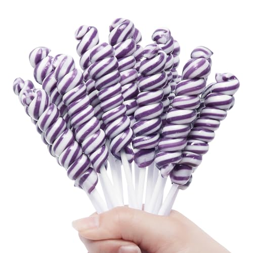 Twisty Lollipop,Rainbow Lollipops Individually Wrapped Bulk,Rainbow Candy for Children Kid\'s Whirley Lollipops Candy for Brithday,Grape Flavor 30 Pack