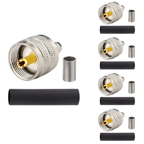 MOOKEERF PL259 Male Crimp Connector UHF SO239 Crimp Coax Connector for RG8X/ LMR240/ 4D-FB/ CNT240/ RG8 Mini Coaxial Cable(Pack of 5)