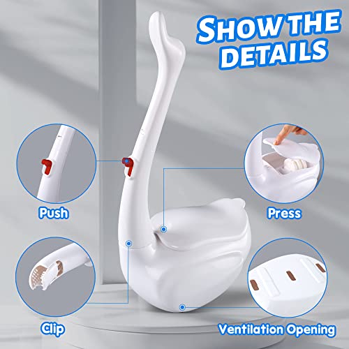 Effacera Disposable Toilet Bowl Brush Holder Cleaning System, Toilet Refills Flushable Fresh For Bathroom Scrubber Cleaning Supplies, Swan Toilet Brush Starter Kit, 1 Wand+1 Holder+54 Refills #TOP1
