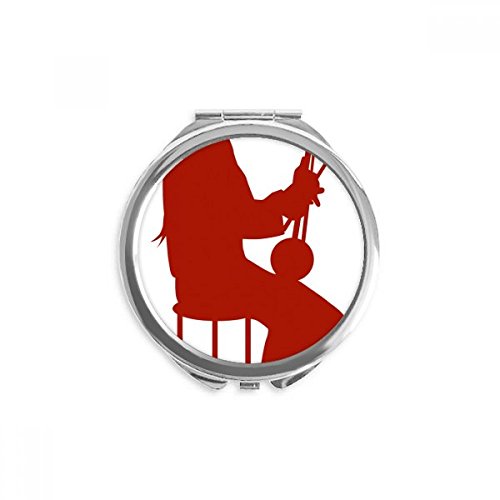 Miroir joueur d'erhu chinois de poche miroir de maquillage rond et portable