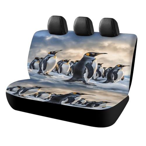 Funda para asiento trasero de coche con pingüinos ideal para excursiones con tu perro en SUV