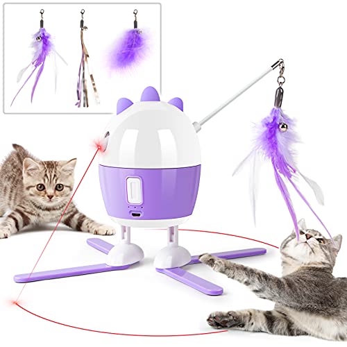 PETRIP Interactive Cat Toy, Cat Laser Toy&Cat Feather Toys, Interactive Cat Toys for Indoor Cats, Rechargeable Cat Toys Automatic, Kitten Toys Cat Exercise Toys