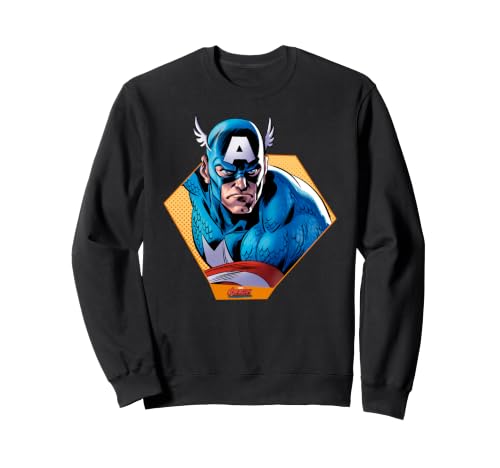 Image of Marvel Avengers Captain America Coming Out Of Cutout Frame Sweatshirt