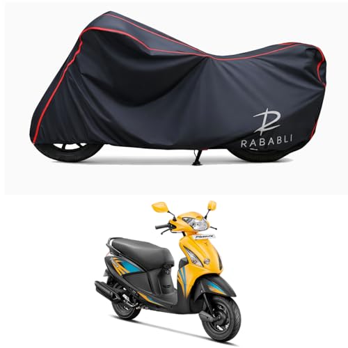 Image of Waterproof Bike Body Cover Compatible for | Hero Pleasure BS6 | Taffeta Fabric, Red Piping Design, Bottom Elastic Fit | Dustproof, Sun UV & Rain Protection for All Bikes