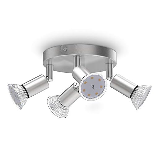 B.K.Licht I schwenkbare LED Deckenleuchte I inkl. 4x 3W GU10 Leuchtmittel I 4x 250lm I warmweiße Lichtfarbe I LED Deckenlampe I Deckenspot I 18cm rund