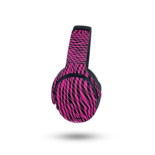 Image of MightySkins Carbon Fiber Skin Compatible with Skullcandy Crusher ANC 2 - Pink Zebra | Protective, Durable Textured Carbon Fiber Finish | Easy to Apply