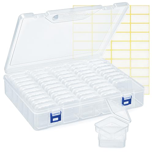 Image of Exptolii Small Bead Organizer Box, 45Pcs Clear Plastic Case Mini Dimond Bead Storage Containers with Hinged Lids and Rectangle for Bracelet Making DIY Jewelry Craft Nail Small Parts