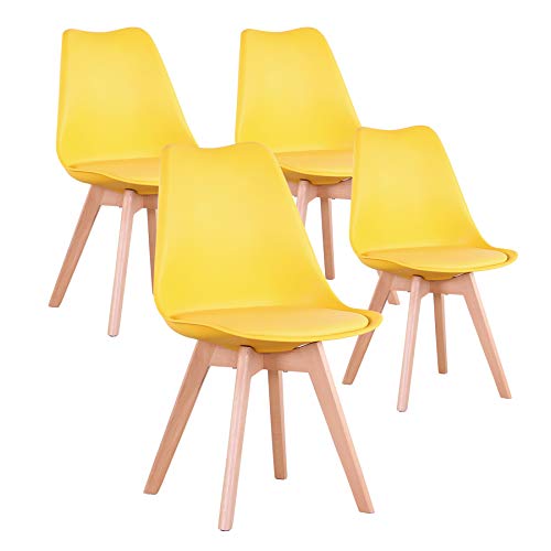 EGOONM Ensemble de 4 chaises de Salle à Manger, chaises de Style Nordique, pouvant être placées dans la Salle à Manger, Le Salon et Le Bureau (Jaune) Cover