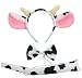Marlegard 3PCs Funny Dalmatian Milk Leopard Costume Headband Ear with Tail Tie (Milk with Horn)