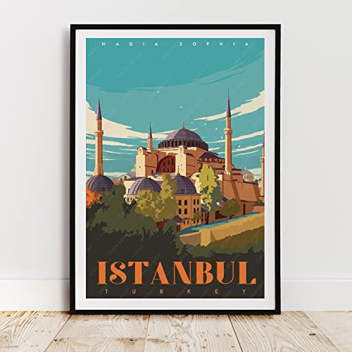 Gaeaverse Turkey Istanbul Hagia Sophia City Landscape Travel Posters Vintage Room Decor Aesthetic Canvas Paintings For Bedroom Wall Art Home Decoration (18X24 Inch) #TOP2