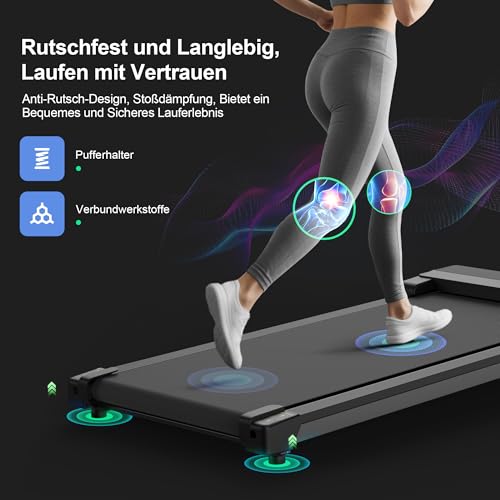 Walking Pad Laufband für Zuhause - Treadmill mit 5% Steigung with Incline for Home Office Büro Laufbänder Unter Desk Mini Klein Tragbares Gehband Tretmühle Leises Lauf Running Machine Schreibtisch