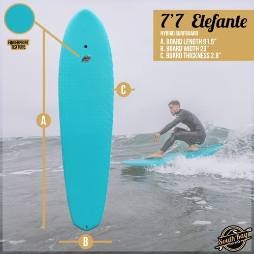 South Bay Board Co. - 4'10 / 5'5 / 6' / 6'8 / 7'7 / 8'4 / 9'6 Hybrid Surfboards - Shortboard & Longboard - Wax-Free Soft-Top Surfboard + Hard Epoxy Bottom Deck - Patented Heat Damage Prevention System