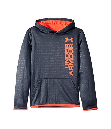 Under Armour Armour Fleece Embossed Hoodie Felpa, Filo (073)/Beta Rosso, S Ragazzi