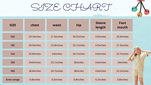 Ermonn Girls Shorts Sets Short Sleeve Crop Tops 2 Piece Cute Outfits Summer Tracksuit Romper Jumpsuit Size 5-14 For Kids Beige #TOP4