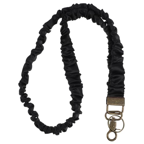 YUXMU Schlüsselband Schwarz, Elastisches Scrunchie Lanyards für Ausweise und Schlüssel, Dehnbare Lanyards mit Schlüsselanhänger und Schlüsselringe für Frauen Lehrer Krankenschwestern Büro