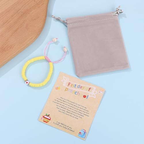 Image of First Day of Preschool Bracelet Back to School Gifts for Kindergarten / Preschool / School Gift Mama and Mini Adjustable Mother Daughter Bracelets as Supplies for Girls to Relieve Study Anxiety