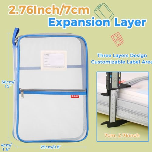 Pendancy Bolsa de malha com zíper 37,5 x 27,4 cm Pastas de arquivo de nylon leve transparente, taman