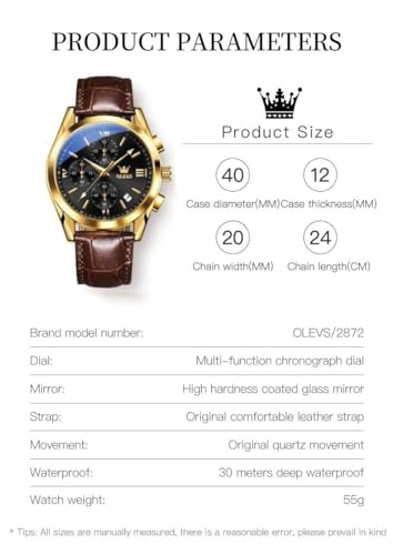 Image of OLEVS Men's Watches Analog Quartz Chronograph Dress Watch Multifunctional Stainsteel Steel Waterproof Classic Original Watch for Man