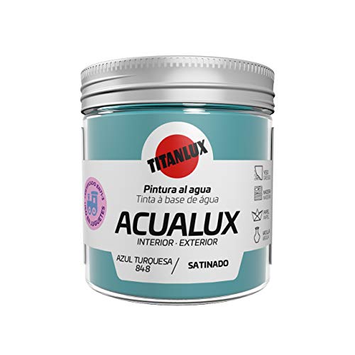 Titanlux Acualux pintura acrílica multiadherente Satinado Azul Turquesa 75 ml