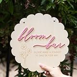 Premium Natural Wood – Crafted from real 3mm thick wood, this bloom bar sign adding a rustic and natural touch to your party décor. Perfect Size – Measuring 11 inches in diameter, this sign is large enough to stand out at your flower bar or party dis...