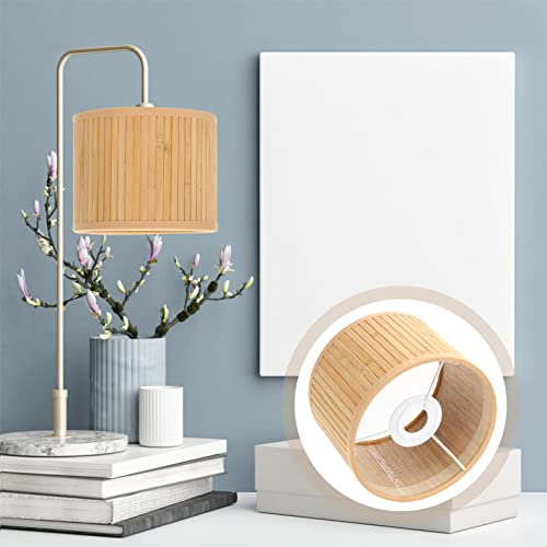 Image of Zerodeko Small Bamboo Lampshade Retro Style Compatible Light Cover for Desk Wall and Floor Lamps Chic Vintage Design for Decor