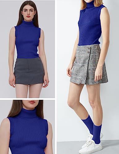 Image of v28 Women Sleeveless High Neck Turtleneck Stretchable Knit Sweater Top