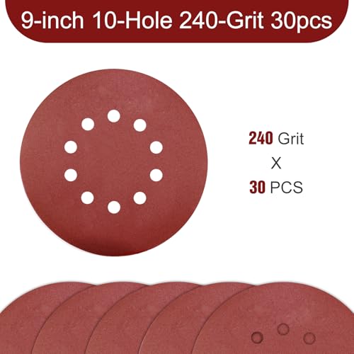 Disques abrasifs de 22,9 cm à grain fin 240 et perforation 10 trous - 2