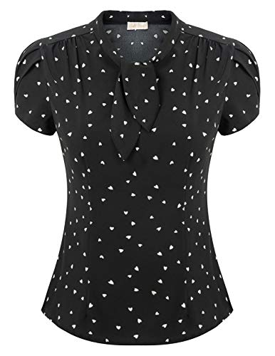 Tee-Shirt Femme Cravate Fixe Top Noir Haut Chic A La Mode XL BPS60-2
